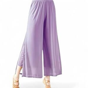 JOÁ Lilac Wide Leg Split Hem Pants Elastic Waist Flowy Lounge M